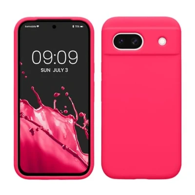 Obrázek kwmobile pouzdro kompatibilní s Google Pixel 8a silikonové na mobil měkký povrch bezdrátové nabíjení neonově růžové