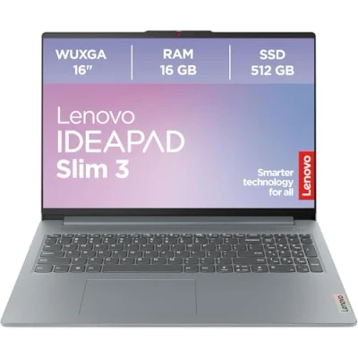 Obrázek Lenovo IdeaPad Slim 3 Laptop 16&quot; WUXGA displej AMD Ryzen 5 grafika Radeon 16 GB RAM 512 SSD Windows 11 Home qwertz Arctic šedá měsíce Premium Care