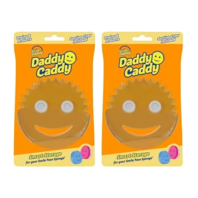 Obrázek Scrub Daddy Caddy držák houbičky kuchyňský dřez organizér pro čisticí houby Daddy/Mommy a kuchyňskou houbu rychleschnoucí dřez, koupelnu, technickou místnost x2