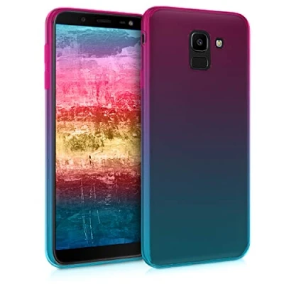 Obrázek kwmobile Case kompatibilní se Samsung Galaxy J6 Pouzdro Mobilní telefon na mobil Dvě barvy růžová modrá průhledná