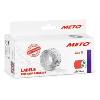 Obrázek Meto etikety pro ruční z Kreslíři 9506160 (22 x 16 mm, 2 buňky, 6 000 kusů, Wiederabloesbar, Meto, Contact, SATO, Avery, Tovel, Samark atd.) rolí, Uor Červená