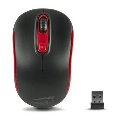 Obrázek Speedlink CEPTICA Mouse Wireless malá myš bez kabelu, PC bezdrátová pro notebook a laptop, lehká, 2,4G USB nano přijímač, přepínač dpi až 1600 dpi, černo červená
