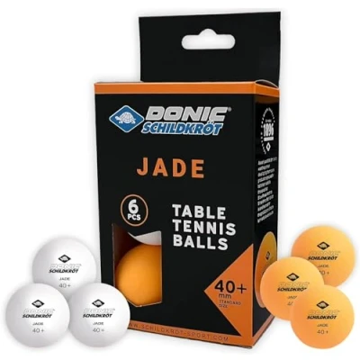 Obrázek Schildkröt 608509 Unisex míč na stolní tenis Donic Jade, kvalita Poly 40+, 6 ks v blistru, 3X, 3 x bílý / oranžová, jednotná velikost