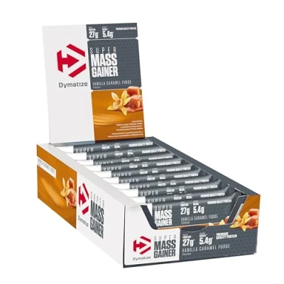 Obrázek Dymatize Super Mass Gainer Bar Vanilla Caramel Fudge High Protein Weight Riegel + Whey und Casein
