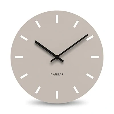 Obrázek Cander Berlin MNU 2530 P nástěnné hodiny tiché bez tikání 30 cm analogové kuchyně obývací pokoj moderní vintage teplá šedá MDF