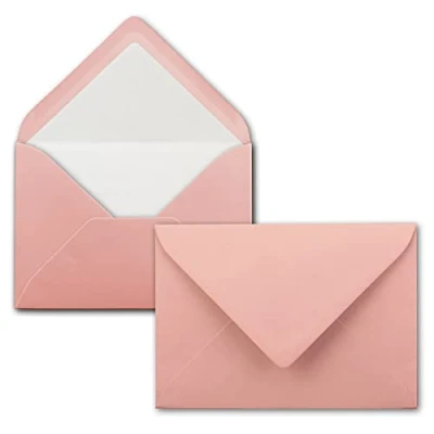 Obrázek 50 dopisních obálek starorůžové (růžové) DIN C6 s podšívkou bílým hedvábným papírem 100 g/m² 11,4 x 16,2 cm lepení za mokra NEUSER PAPIER