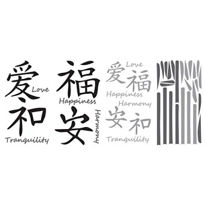 Obrázek Thedecofactory Aufkleber Zeichen chinesische Schwarze RoomMates repositionierbar (42 Sticker) Ethnische Stil: