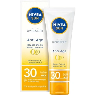 Obrázek NIVEA SUN UV krém na obličej proti slunci v balení 1 (1 x 50 ml), ochrana stárnutí a pigmentům, slunci, světlý s SPF 30