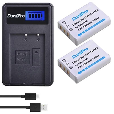 Obrázek DuraPro Baterie 2X 2200 mAh NP 95 a LCD USB nabíječka pro Fujifilm FinePix F30, F31fd, Real 3D W1, X100, X30, X100T, X100LE