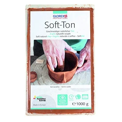 Obrázek Glorex Soft Ton terakota 2500 g, vytvrzování vzduchem nebo vypálením, terakota, 1000 g