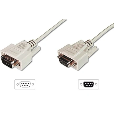 Obrázek DIGITUS Serielles Anschluss Kabel D Sub 9 zu Stecker Buchse 3.0m Verlängerungskabel Beige