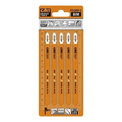 Obrázek CMT ORANGE TOOLS JT318VF 5 BIM STICHSÄGEBLÄTTER FÜR HOLZ/METAL 132X1.7 2.6X10 15TPI (FINE)