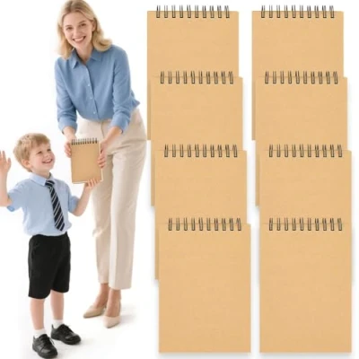 Obrázek SALLYFASHION A6 poznámkový blok malý, 8 kusů (4 prázdné + 2 linkované čtverečkované), mini spirálový blok, kreslicí poznámky