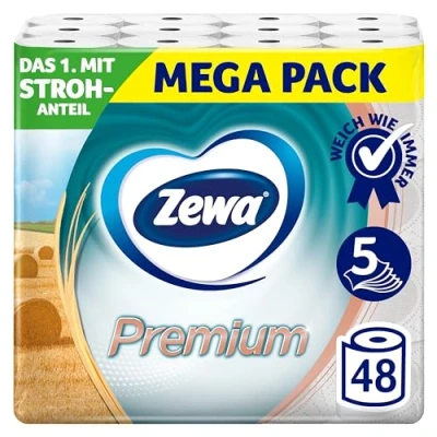 Obrázek Zewa Prémiový toaletní papír se slámou 48 kusů, 6 x 8 rolí, 5 vrstev, zásobní balení