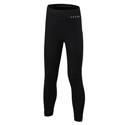 Obrázek FALKE Unisex dětské baselayer kalhoty Wool Tech Long K TI vlna rychleschnoucí 1 kus, černé (Black 3000), 110 116