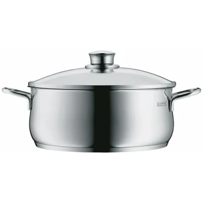 Obrázek WMF hrnec na vaření Diadem Plus velký 24 cm, skleněná poklice, pečení indukční 4,5 l, nerezová ocel Cromargan, leštěná, bez povrchové úpravy
