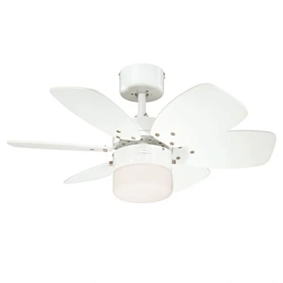 Obrázek Westinghouse Lighting Stropní ventilátor, E27, provedení v bílé barvě s otočnými křídly ve světlém javoru/bílé, 7242440