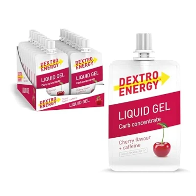 Obrázek DEXTRO Energy LIQUID GEL CHERRY + CAFFEINE 18 x 60 ml (balení ks) koncentrát z rychle dostupných sacharidů, gel, kofein Booster, energetická tyčinka alternativa