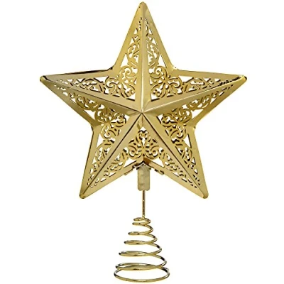 Obrázek WeRChristmas vánoční špička na stromek, plast, zlatá, 30 x 23 6,5 cm