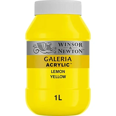 Obrázek Winsor &amp; Newton 2154346 Galeria akrylová barva, vysoká pigmentace, stálá na světle, konzistence, 1000 ml květináč citrónově žlutá