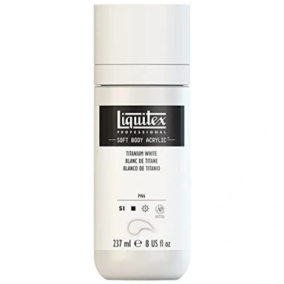 Obrázek Liquitex 1923432 profesionální akrylová barva Soft Body umělecká v krémové krycí konzistenci, vysoká pigmentace, stálobarevná a odolná proti stárnutí, 237 ml láhev titanová bílá