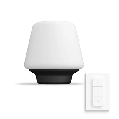 Obrázek Philips Hue White Ambiance Wellness stolní lampa černá vč. stmívače, stmívatelná, všechny odstíny bílé, ovládání přes aplikaci, kompatibilní s Amazon Alexa (Echo, Echo Dot)