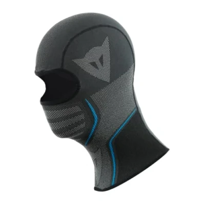 Obrázek Dainese Dry Balaclava, černá kukla na motorku pro pány a dámy, univerzální velikost, motocykl unisex, 4 roční období, léto zimu, Made in Italy, černá/modrá