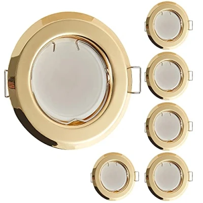 Obrázek HCFEI ploché LED vestavné bodové světlo ultra zlaté barevné kulaté s bodovým modulem 230 V I 3 W 320 lumenů úhel vyzařování 120 stmívatelný montážní otvor 53 70 mm