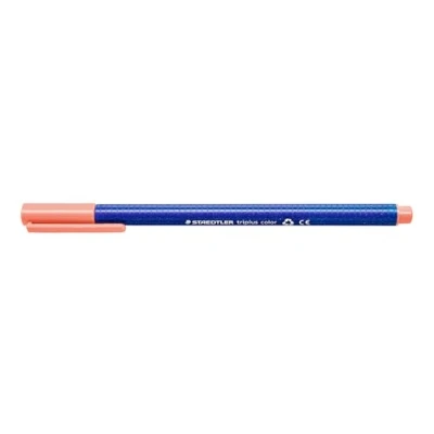Obrázek STAEDTLER Fixy triplus color, losos, trojhranný, neohromující špička, šířka linky cca 1 mm, vhodné pro děti, vysoká kvalita Made in Germany, 10 lososových fibre hroty v kartonovém pouzdře, 323 222