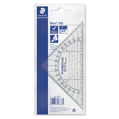 Obrázek STAEDTLER geometrický trojúhelník 568 38 Mars, 16 cm, nerozbitný, ve závěsných barvách, potištěný plastový sáček