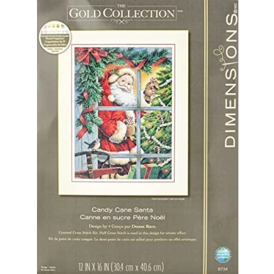 Obrázek Dimensions Sada počítaných křížových tyčinek, Gold Candy Cane Santa, c1