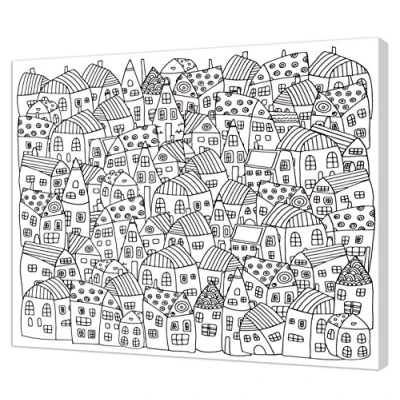 Obrázek Pintcolor 7165.0 Keilrahmen mit Leinwand Bedruckt zum Ausmalen, Tannenholz/Baumwolle, Weiß/Schwarz, 50 x 40 3.5 cm