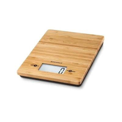 Obrázek Soehnle Bamboo, digitální kuchyňská váha, kvalitní a přírodní domácí váha z pravého bambusu, elektronická se senzorem, hmotnost až 5 kg, včetně baterií, hygienická vážící plocha