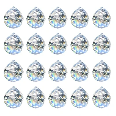 Obrázek MerryNine 20Pack Kristallkugel 0.8&quot;/20mm Prisma Sonnenscheinfänger Regenbogen Anhänger Maker, hängende Kristalle Prismen für Fenster, Feng Shui, Geschenk (Clear)