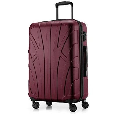 Obrázek suitline Kufr na kolečkách ve 3 velikostech, sada kufrů skořepinový cestovní (55 cm, 66 76 cm) dvojitá kolečka, Burgundská,