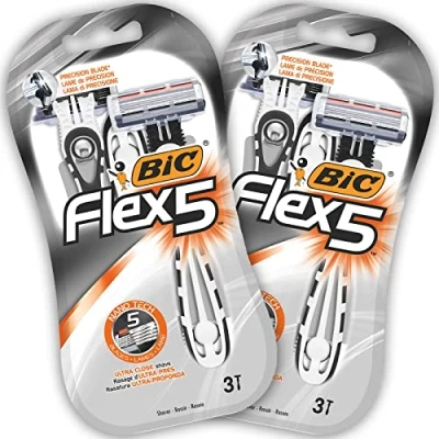 Obrázek BIC Flex 5, Einwegrasierer Männer, 6 Nassrasierer mit je 5 Klingen, Aloe Vera &amp; Vitamin E für eine sanfte Rasur