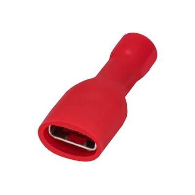 Obrázek Heschen Schnellkupplungsbuchse Vinyl vollisoliert, FDFD1.25 250, 6,3 x 0,8 mm Kabelschuh, für 0,5 1,5 mm² (22 16 AWG), Rot, 100 Stück