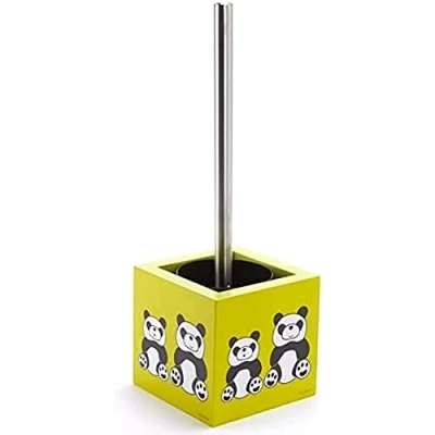 Obrázek MSV 141394 Wc Garnitur Panda, Edelstahl, Silber/grün/schwarz/weiß, 30 x 20 15 cm