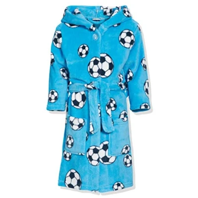 Obrázek Playshoes Unisex dětský fleecový župan ranní župan, Modrý fotbal