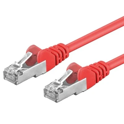 Obrázek PremiumCord Síťový kabel, Ethernet, LAN &amp; Patch kabel CAT6a, 10Gbit/s, S/FTP PIMF stínítko, AWG 26/7, 100% Cu, rychle flexibilní a robustní RJ45, červený, 0,25 m