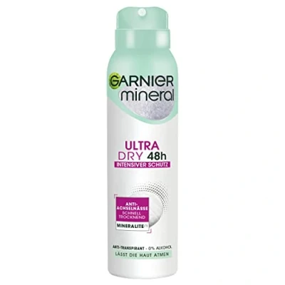 Obrázek Garnier Deodorant sprej, antiperspirant, intenzivní ochrana před tělesným pachem a mokrem v podpaží, účinek až 48 h, Mineral UltraDry