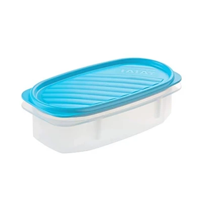 Obrázek Tatay Frischhaltedose , Vakuum, 0,5 l Kapazität, flexible Druckdeckel, BPA frei, Geeignet Mikrowelle und Spülmaschine, Blau. Maße: 18,4 x 9,7 6,1 cm