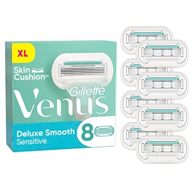 Obrázek Gillette Venus Deluxe Smooth Sensitive holicí břity pro ženy, 8 náhradních čepelí dámský strojek, kov