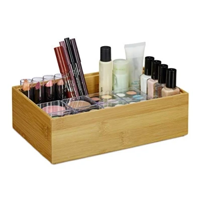 Obrázek Relaxdays Organizér bambus, stohovatelný, přírodní vzhled, úložný box do kuchyně, koupelna, v x š h: 7 23 15 cm,