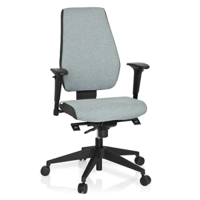 Obrázek hjh OFFICE 608822 Profi kancelářská židle PRO TEC 500 látka světle šedá otočná ergonomická, opěradlo a loketní opěrky výškově nastavitelné