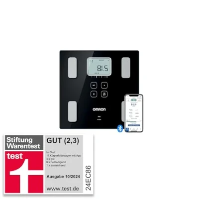 Obrázek OMRON VIVA inteligentní váha pro analýzu těla, Stiftung Warentest &quot;Gut&quot; 10/24, s Bluetooth &amp; App; měří tělesný tuk, hmotnost, viscerální kosterní svalovou hmotu, základní obrat BMI; 4