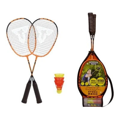 Obrázek Talbot Torro Speed Badminton Set 2200, 2 lehké rakety, míčky odolné proti větru, v sáčku 3/4 bag, pěkně praktická i pro děti, černo oranžová, 490112