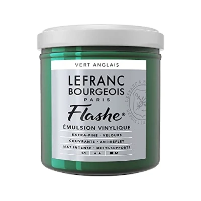 Obrázek Lefranc Bourgeois 300496 Flashe akrylová barva &amp; vinylová barva, vysoce pigmentovaná, elastická, stálá na světle, odolná proti stárnutí, matná, pro vnitřní i venkovní použití, květináč 125 ml anglicky zelená