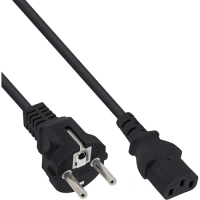 Obrázek InLine 16651C síťový kabel, ochranný kontakt rovný na konektor pro studené zařízení C13, 5 m, černý