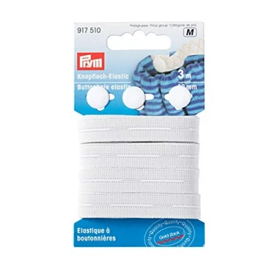 Obrázek Prym Knopfloch Elastic mit 3 Knöpfen 12 mm weiß, Plastic